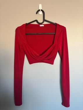 Garage Red Long Sleeve Crop Top